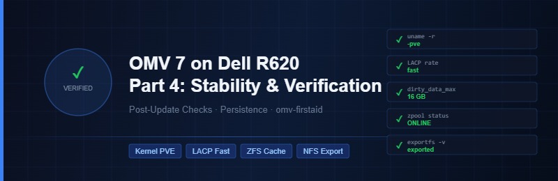 OMV 7 on Dell R620 — Part 4: Post-Update Stability and Verification