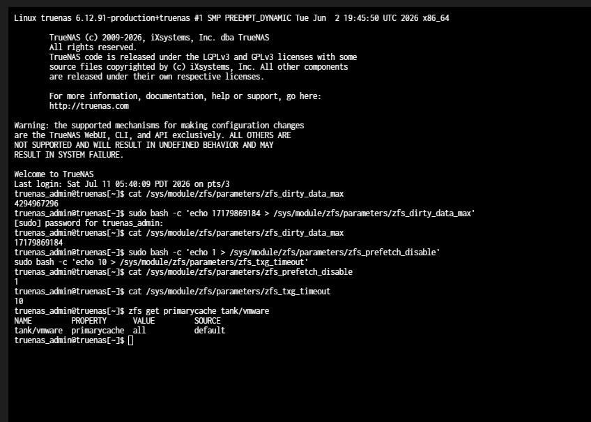 primarycache=all confirmed as default on tank/vmware — no change needed