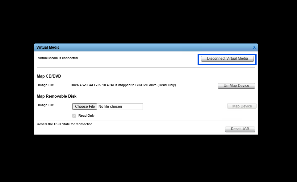 Click Un-Map Device before rebooting