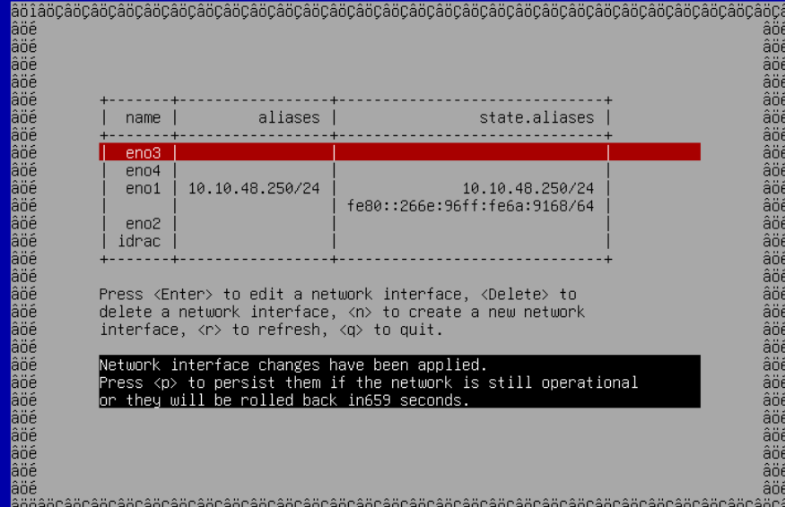 10.10.48.250/24 applied and persisted on eno1