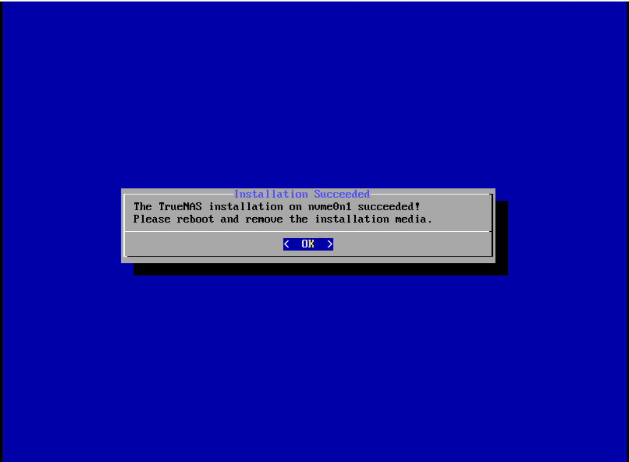Installation complete — unmap the ISO before rebooting