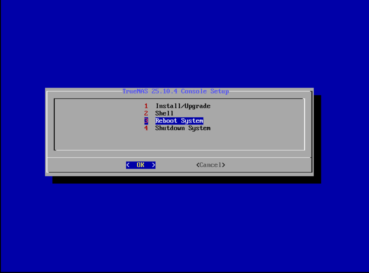 Select Reboot System after unmapping the ISO