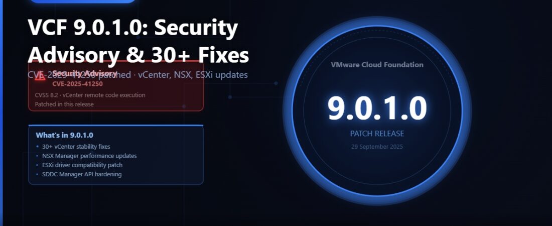 VCF 9.0.1.0 Released: Security Advisory, 30+ vCenter Fixes, and Full BOM