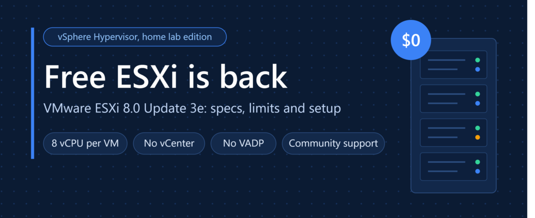 Free ESXi is back: ESXi 8.0 Update 3e specs, limits and install