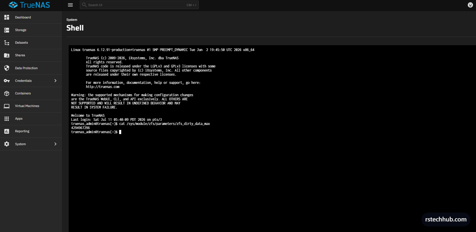 Default zfs_dirty_data_max is 4294967296 — 4GB, too conservative for 384GB RAM