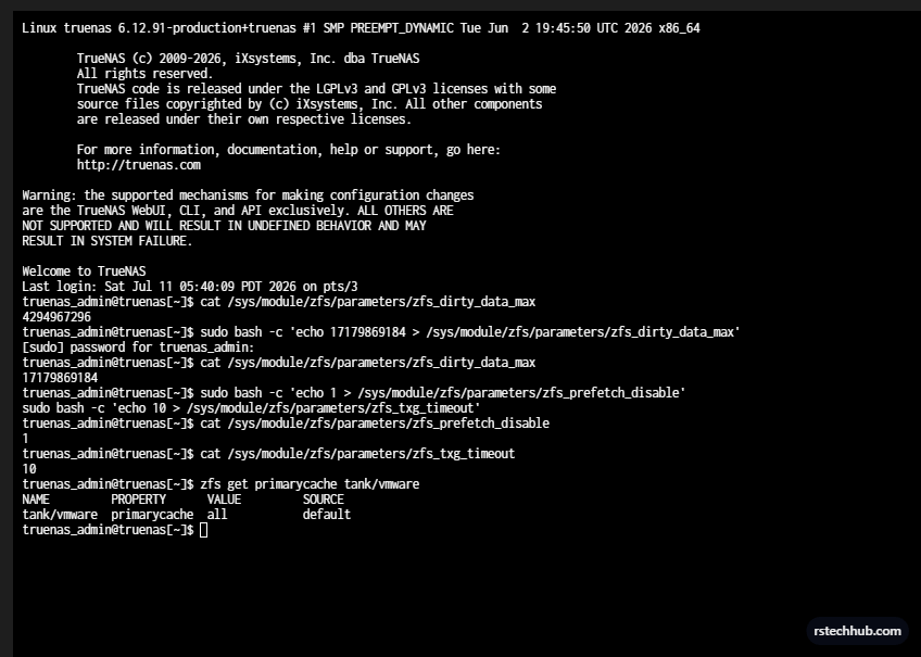 primarycache=all confirmed as default on tank/vmware — no change needed