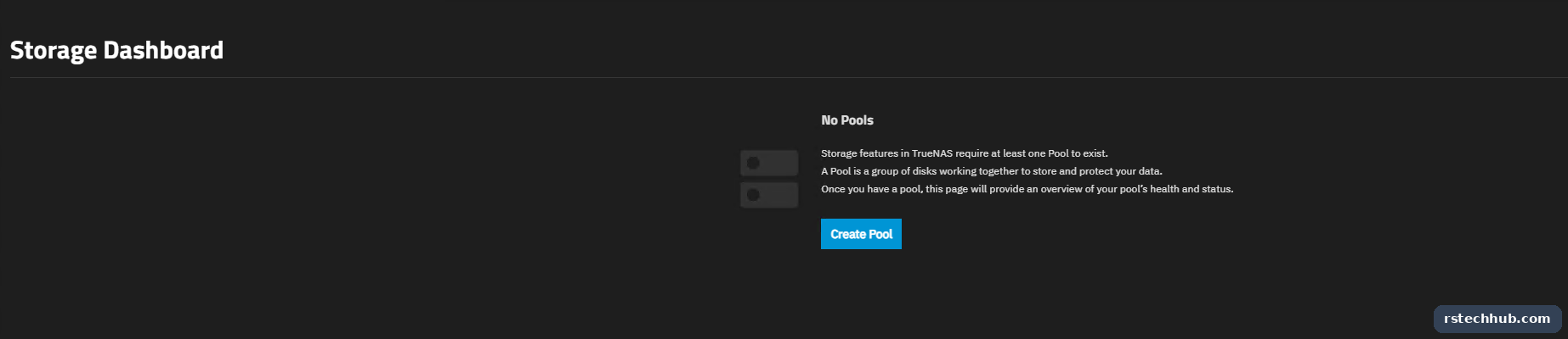 What I saw after every reboot: No Pools