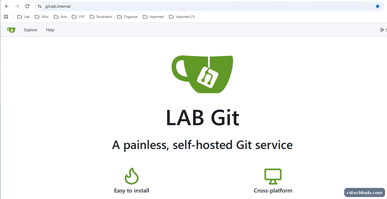 Gitea home page over HTTPS with no certificate warning