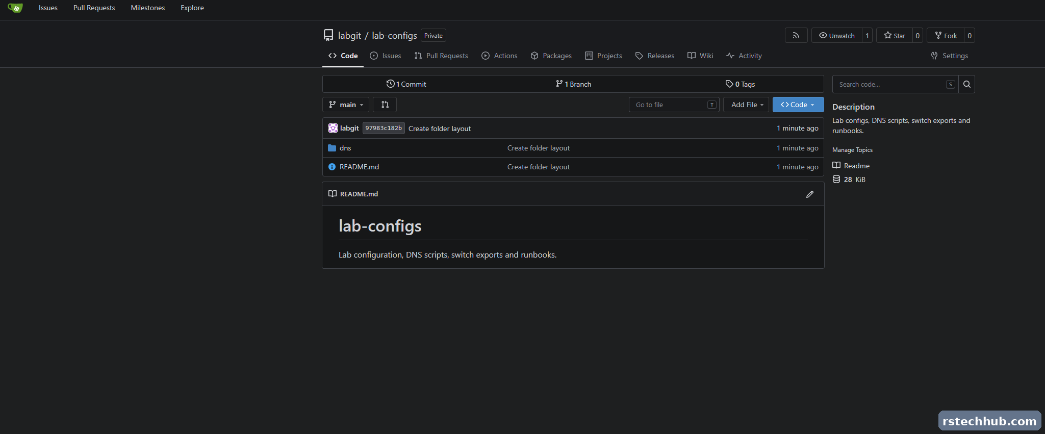Private lab-configs repository with the first commit