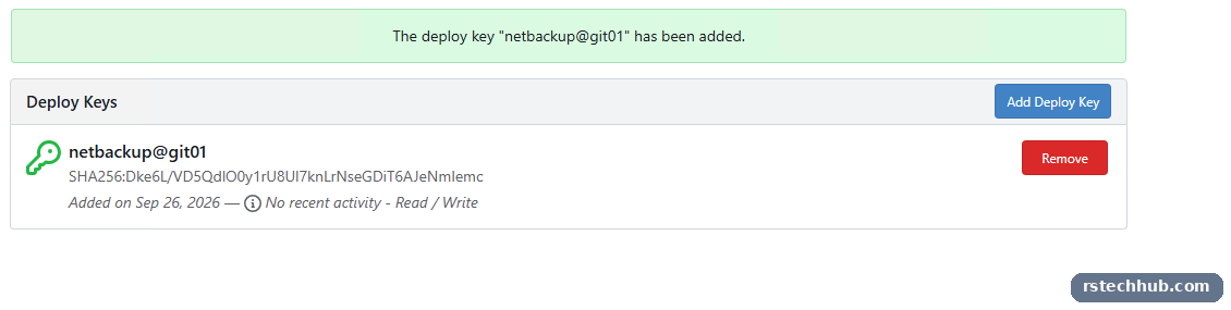 Gitea deploy key with read and write access