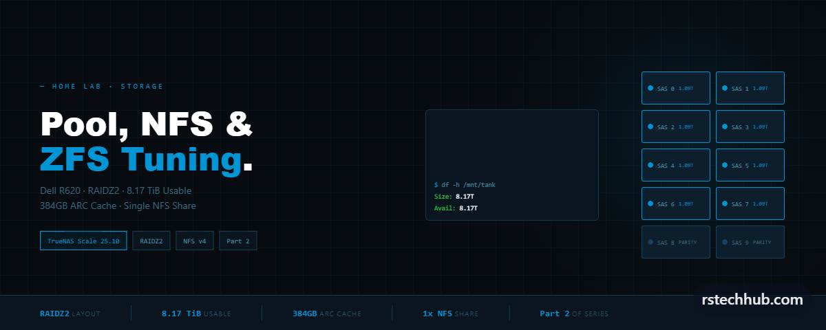 TrueNAS Scale on a Dell R620 — Part 2: Pool, NFS, and ZFS Tuning