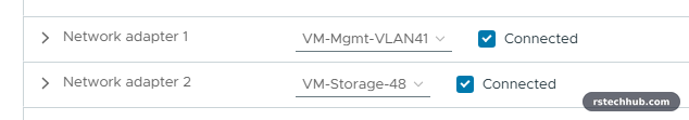veeam01 with a management and a storage network adapter