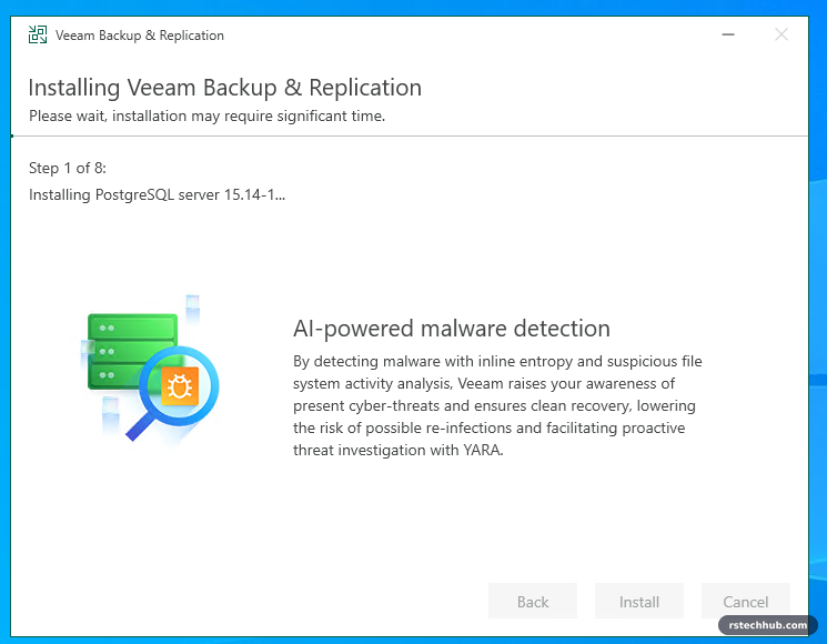 Veeam installer installing PostgreSQL 15