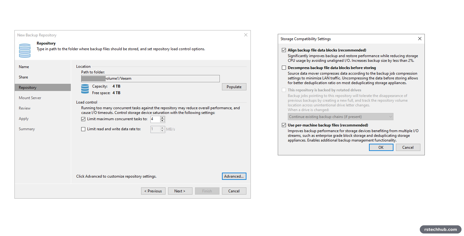 Veeam storage compatibility settings