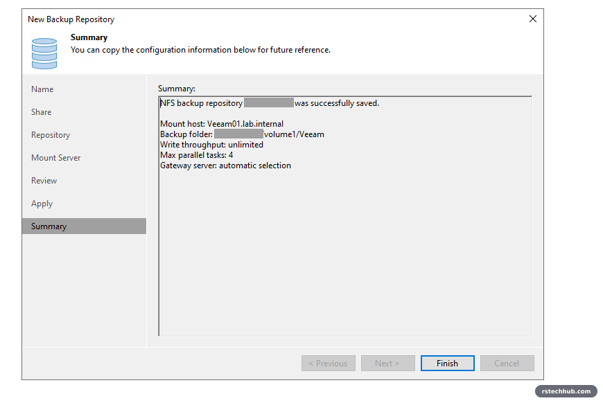 Veeam repository summary