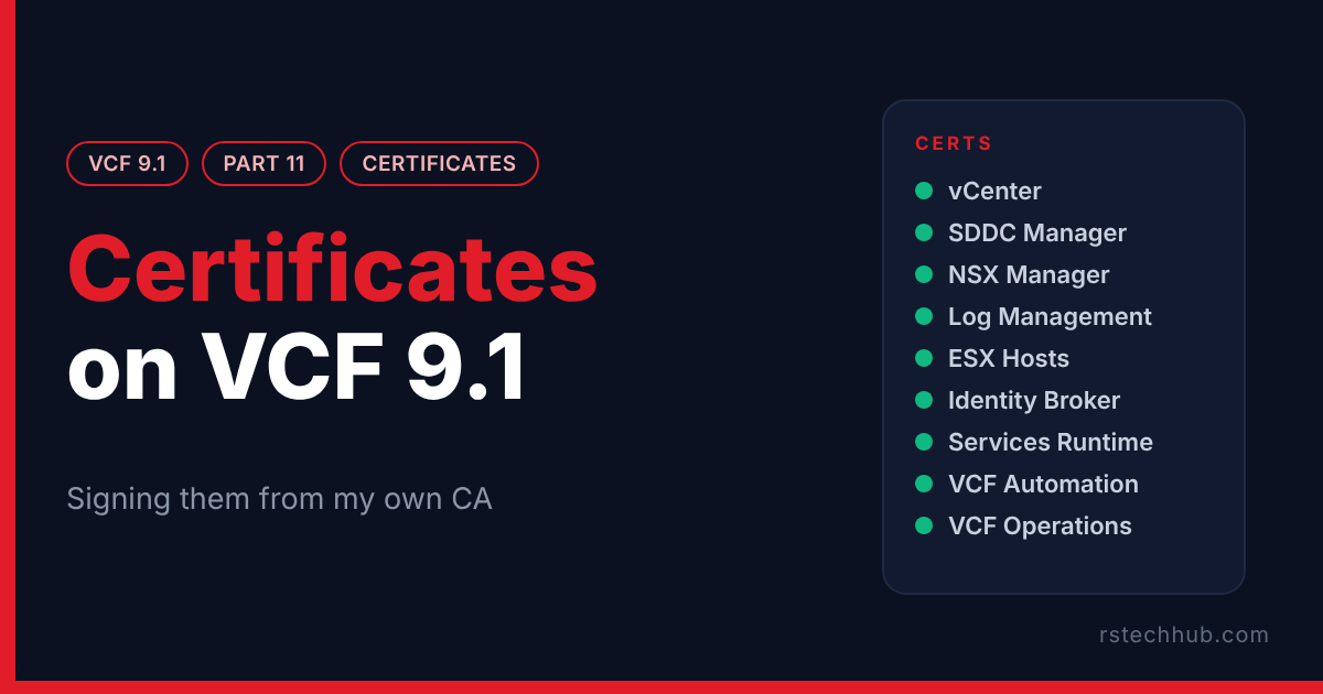 VCF 9.1 Lab Part 11: Certificates