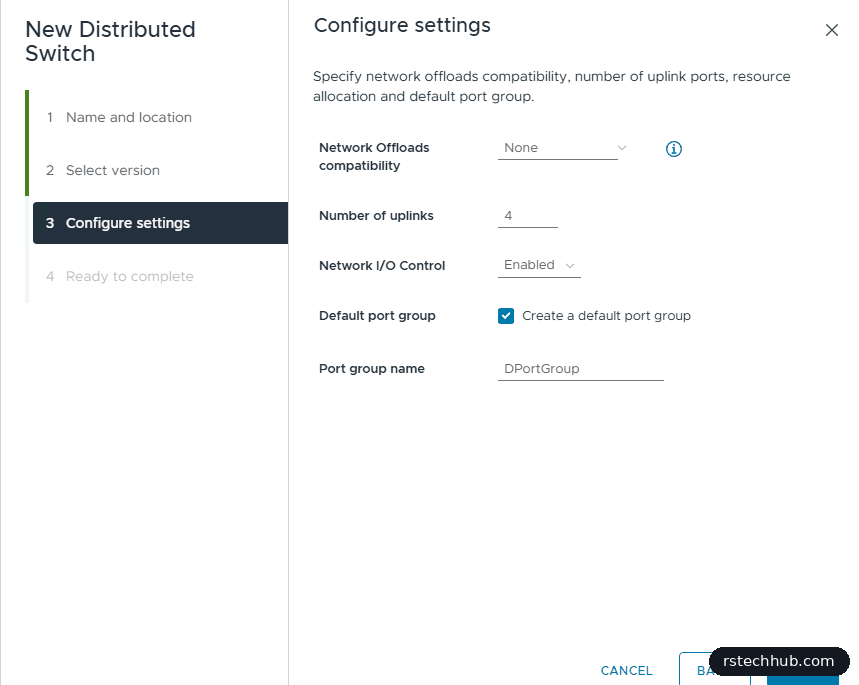 New distributed switch settings