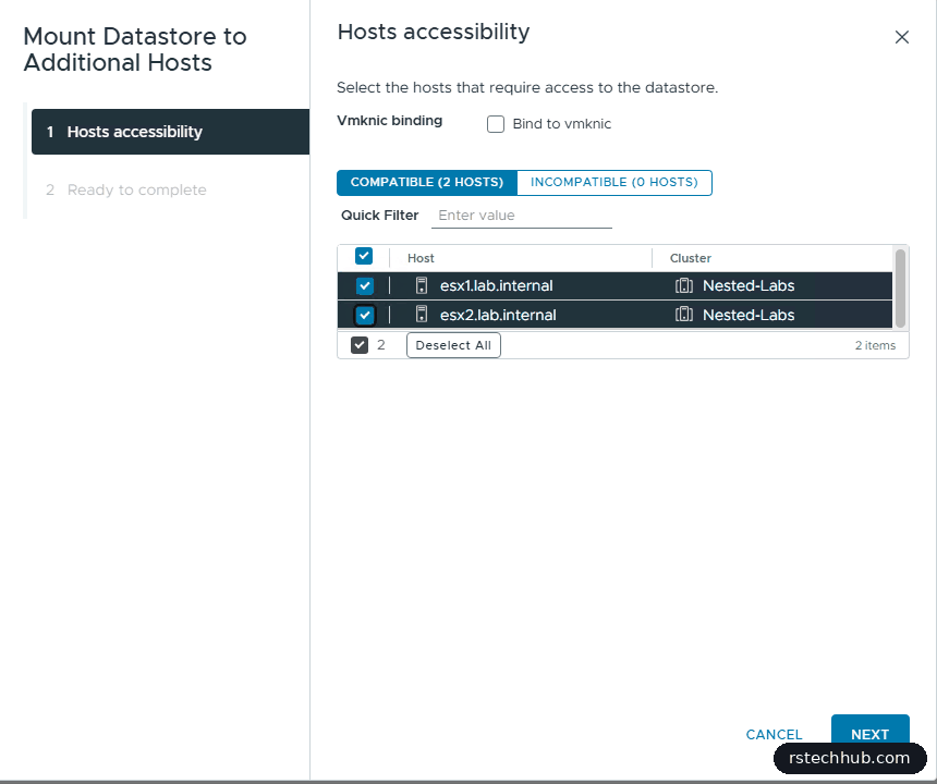 Mount NFS datastore to additional hosts