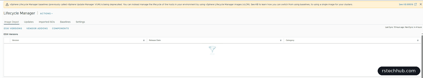Empty vLCM image depot