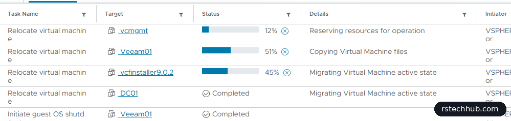 vCenter migrating itself