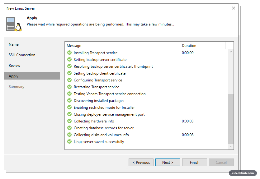 Apply log: installing transport, enabling restricted mode, closing deployer port