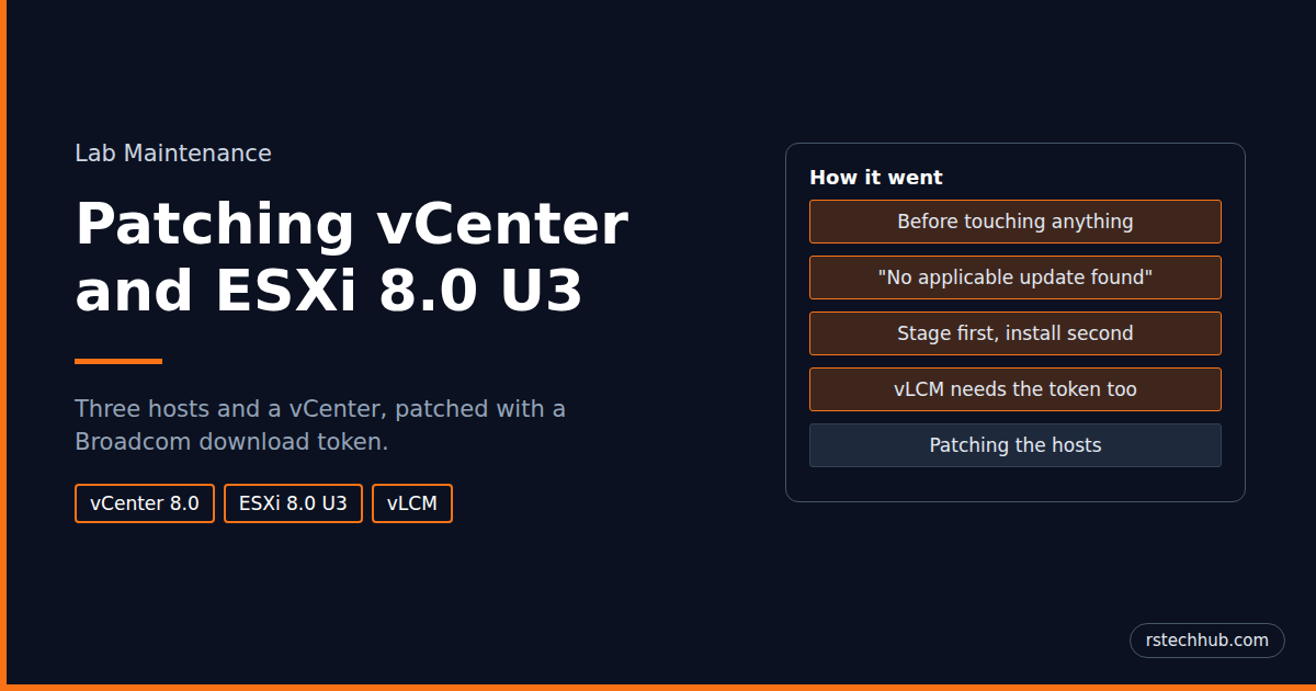 Lab Maintenance: Patching vCenter and Three ESXi 8.0 U3 Hosts with a Broadcom Download Token