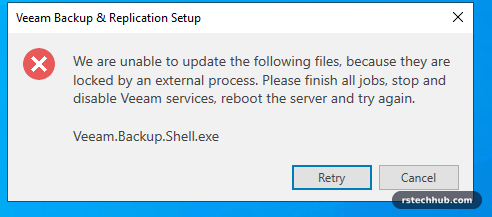 The console still open in another session blocks the upgrade