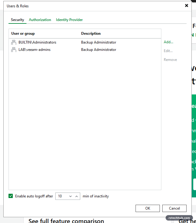 BUILTIN\Administrators was still a Backup Administrator