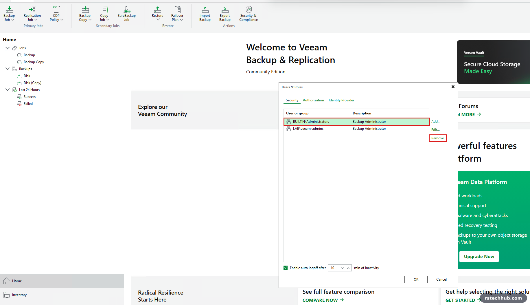 Removing BUILTIN\Administrators