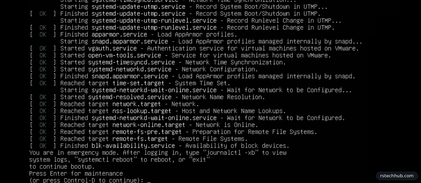 Ubuntu boot ending in emergency mode