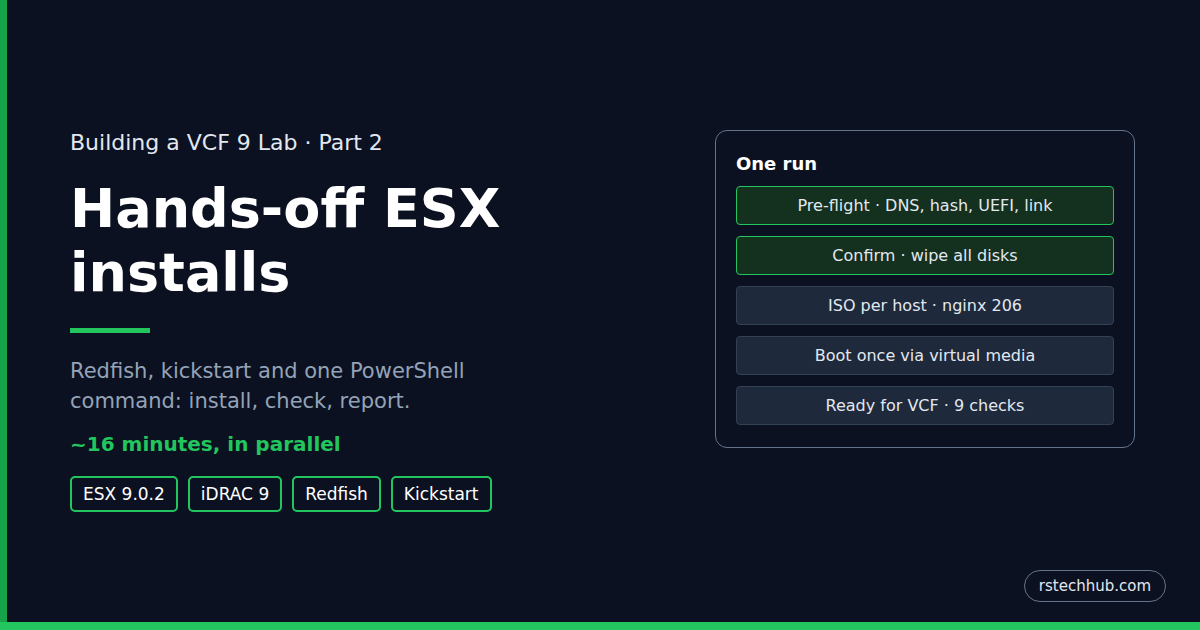 Building a VCF 9 Lab, Part 2: Hands-Off ESX Installs with Redfish and Kickstart