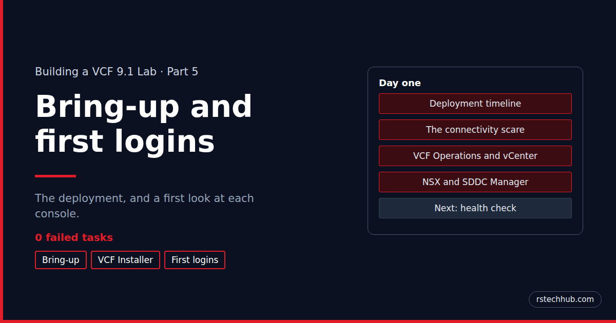 Building a VCF 9.1 Lab, Part 5: Bring-up and First Logins