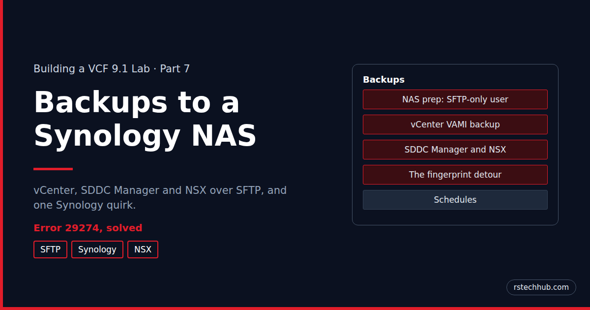Building a VCF 9.1 Lab, Part 7: Backups to a Synology NAS