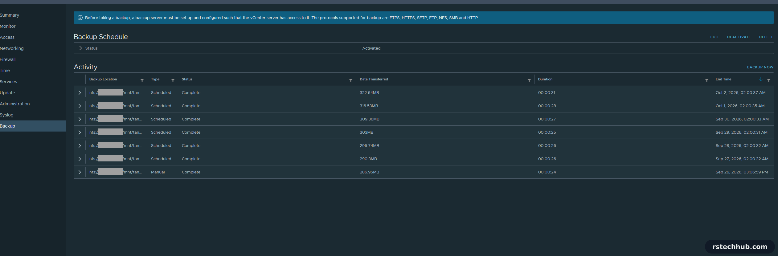 Seven nightly backups on the share. I restored the newest