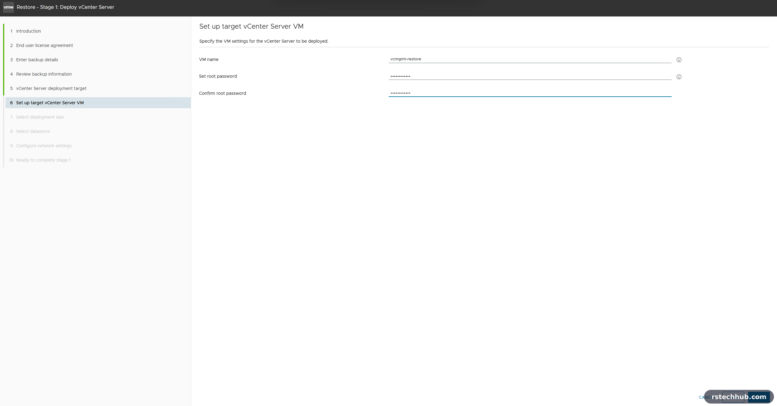 A new VM name, so the original stays untouched